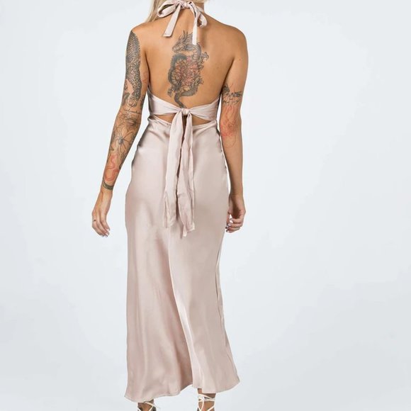 PRINCESS POLLY OLIVIA MIDI DRESS IN BEIGE - Picture 4 of 7